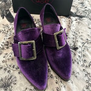 Strange Cvlt Grimm Purple Velvet Heeled Shoes